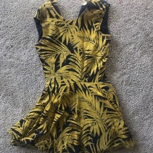 Navy yellow floral vine dress